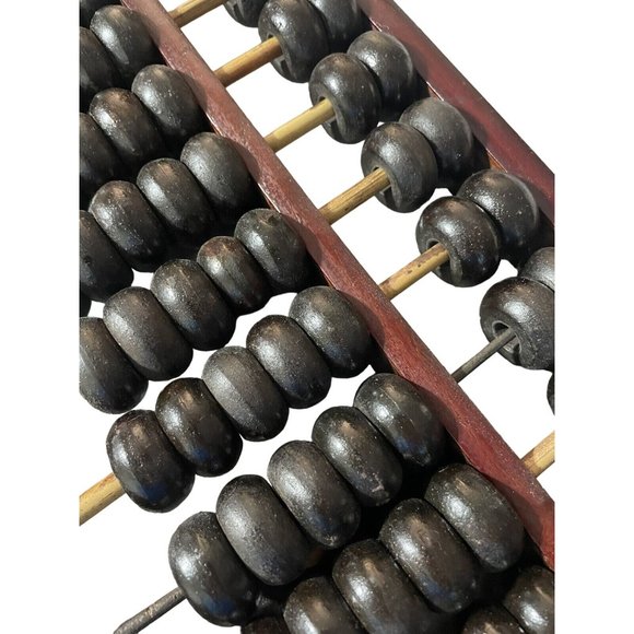 Chinese Large Rods 15 Row 105 Black Wood Beads Vintage Calculator Slide - Picture 1 of 12